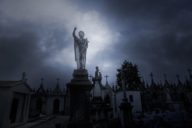Cemetery and Ghost BYOB Bus Tour in New Orleans - Masonic Temple Cemetery #2 after dark
