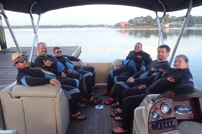 Exclusive Small Group VIP Heated Manatee Snorkel Tour - The covered pontoon ride into the refuge