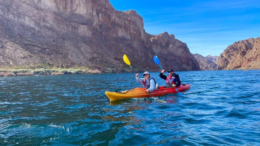 From Las Vegas: Emerald Cave Guided Kayak Tour with Shuttle - Paddling upstream through Black Canyon