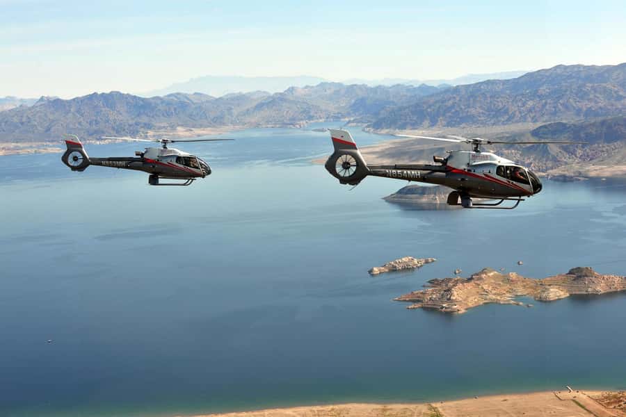 From Las Vegas: Grand Canyon Skywalk Express Helicopter Tour - The Eco Star helicopter and the view from above