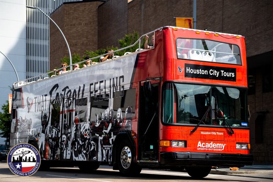 Houston: Guided City Tour by an Open-Top Double Decker Bus - Open-air views, with a Houston-sized weather warning
