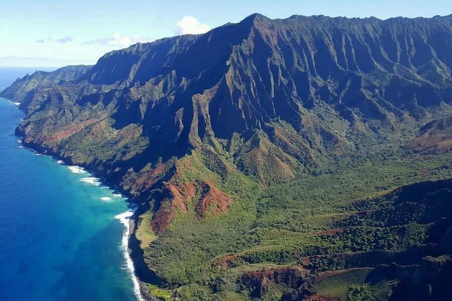 Kauai: Air Tour of Na Pali Coast, Entire Island of Kauai - The first sight of the Na Pali Coast