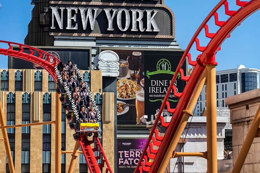 Las Vegas: New York-New York Hotel Big Apple Coaster Ride - The 180-degree twist and fast turns