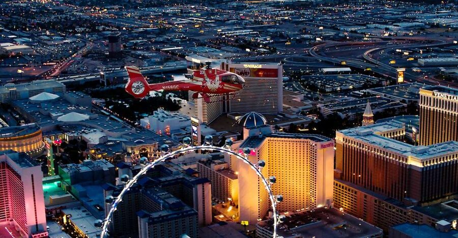 Las Vegas: Night Helicopter Flight over Las Vegas Strip - Arriving at 5060 Koval Lane
