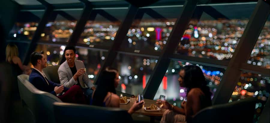 Las Vegas: STRAT Tower Observation Deck Ticket - Level 108: drinks, snacks, and a place to sit