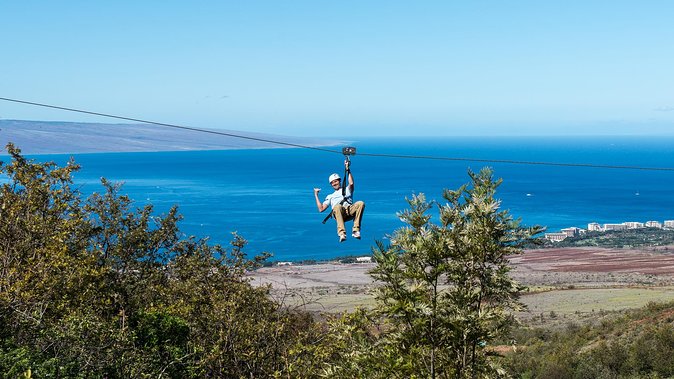 Maui 8 line Zipline Adventure: Soar above valleys & Island views - The opening view toward Kahoolawe and Molokai