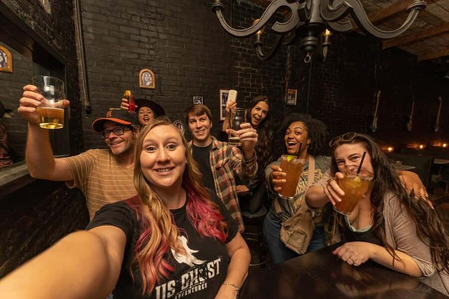 Salem: Boos and Brews Haunted Pub Crawl - Meeting the lantern-bearing guide in East India Square