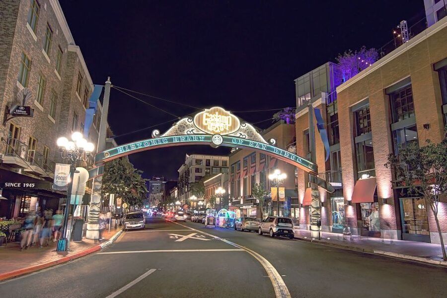 San Diego: City Lights Night Trolley Tour - The Gaslamp Quarter brings the first burst of energy