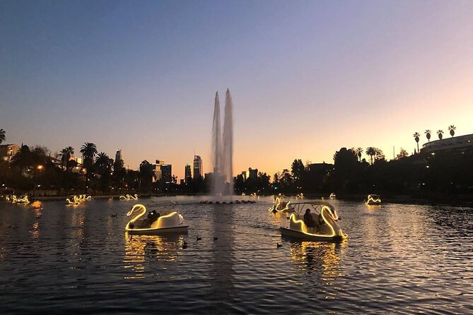 Swan Boat Rental in Echo Park - The First Pass Around the Lotus Beds and Fountain