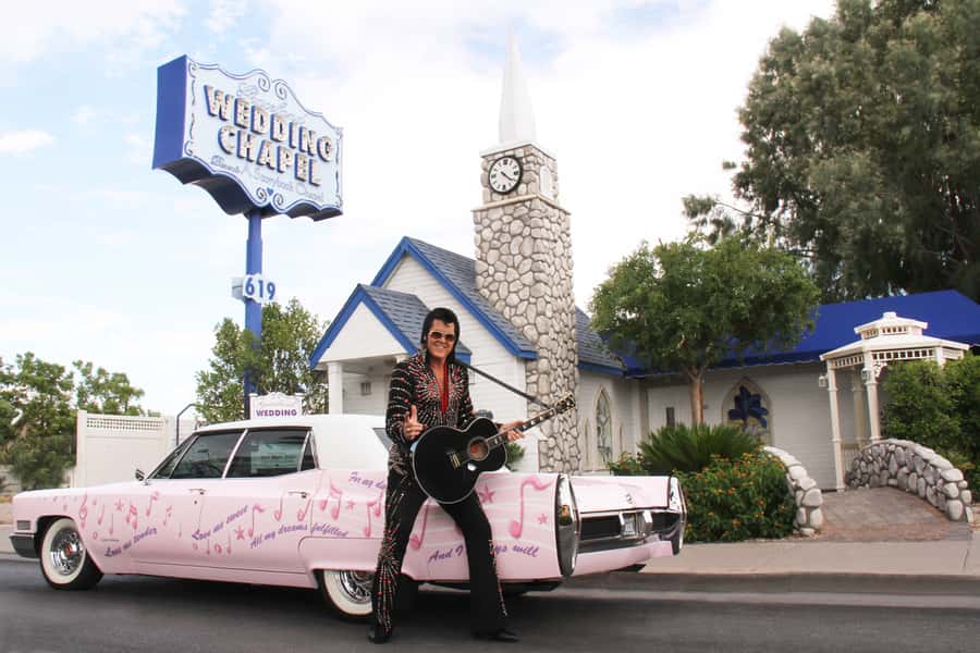 Vegas: Elvis-Themed Graceland Chapel Wedding or Vow Renewal - Three Elvis songs and the real value of the show