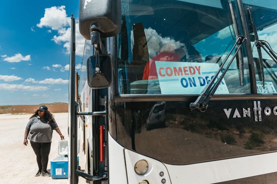 Vegas: Grand Canyon, Hoover Dam, Skywalk Option, & Two Meals - The return ride and the comedy-bus style