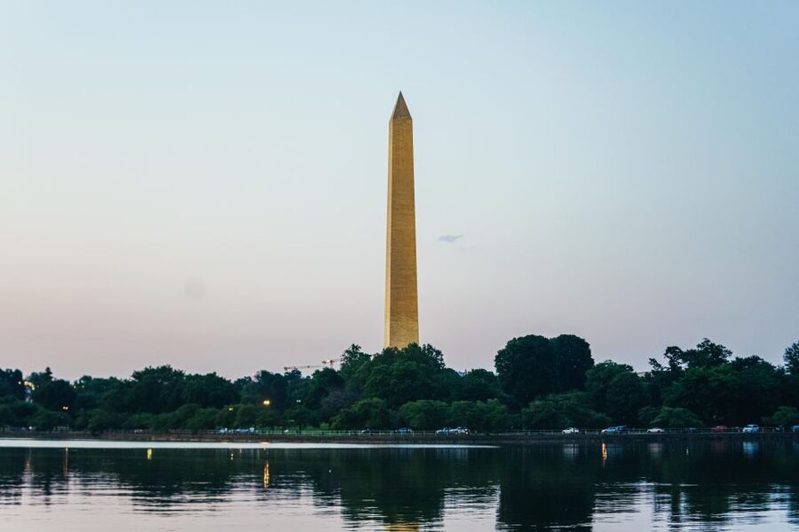 Washington DC: National Mall Night Bus Tour - A passing view of the Marine Corps War Memorial