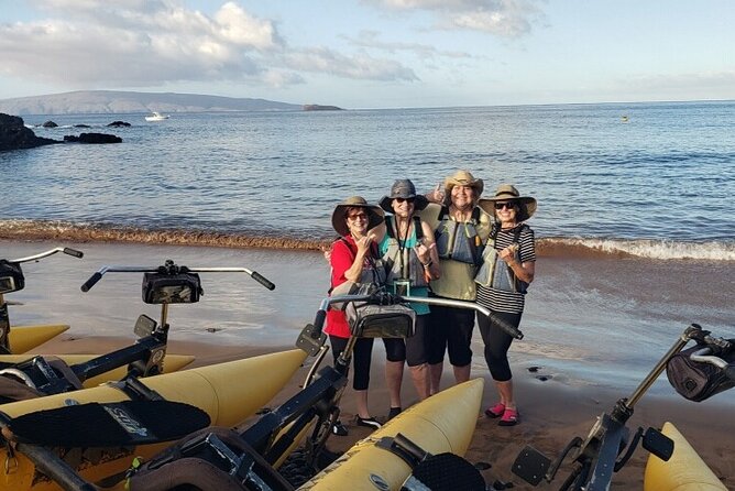 Water Bike Tour in South Maui - Following the shoreline toward the black sand beach